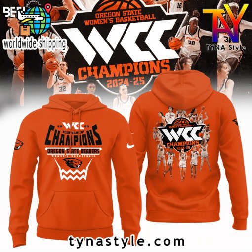 Oregon State Beavers 2025 WCC Champions Orange Hoodie