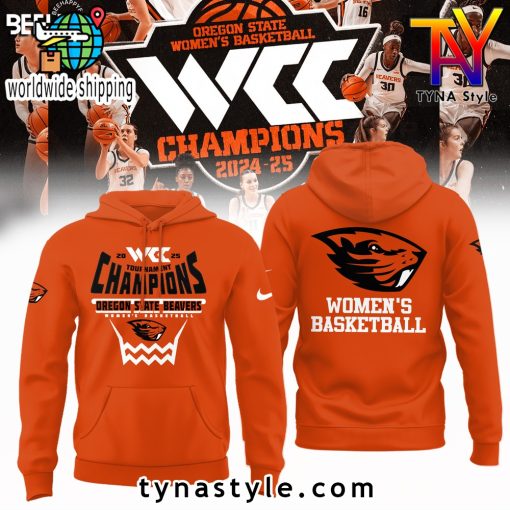 Oregon State Beavers 2025 WCC Champions Orange Hoodie For Fans