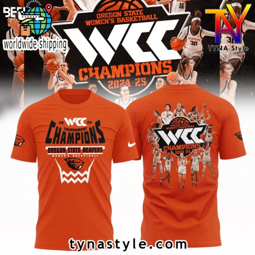 Oregon State Beavers 2025 WCC Champions Orange T Shirt