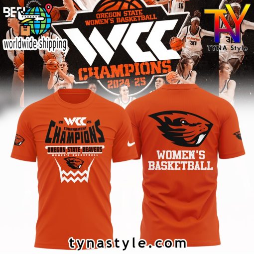 Oregon State Beavers 2025 WCC Champions Orange T Shirt For Fans