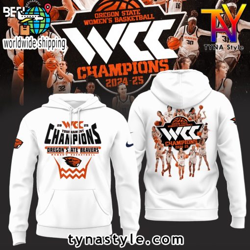 Oregon State Beavers 2025 WCC Champions White Hoodie