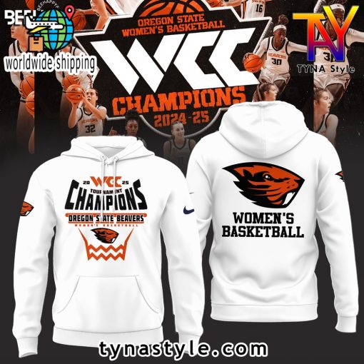 Oregon State Beavers 2025 WCC Champions White Hoodie For Fans