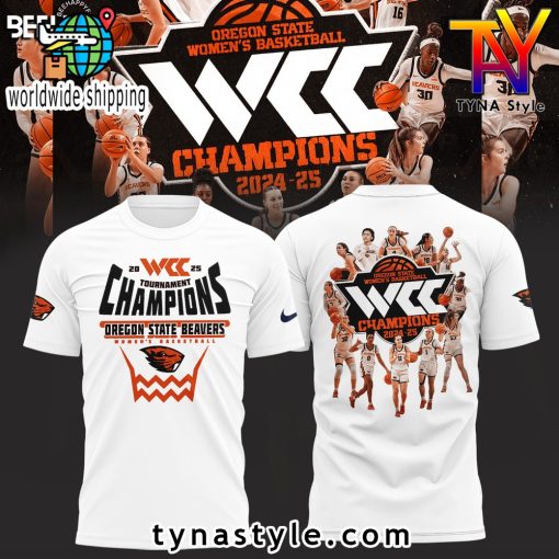 Oregon State Beavers 2025 WCC Champions White T Shirt