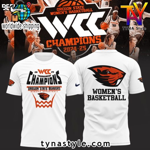 Oregon State Beavers 2025 WCC Champions White T Shirt