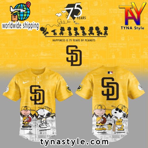 San Diego Padres 75th Anniversary of Peanuts Baseball Jersey