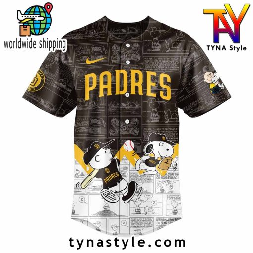 San Diego Padres 75th Anniversary of Peanuts Brown Baseball Jersey