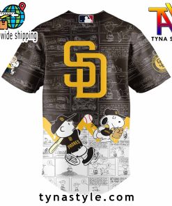 San Diego Padres 75th Anniversary of Peanuts Brown Baseball Jersey