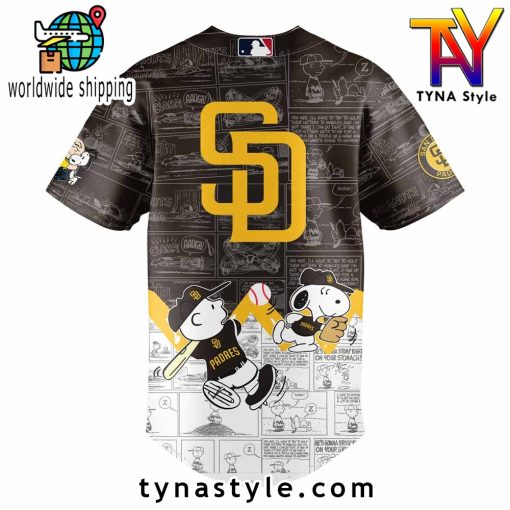 San Diego Padres 75th Anniversary of Peanuts Brown Baseball Jersey