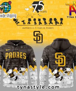 San Diego Padres 75th Anniversary of Peanuts Brown Hoodie