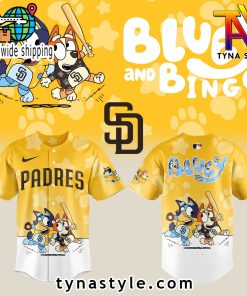 San Diego Padres x Bluey and Bingo Baseball Jersey Gold/White