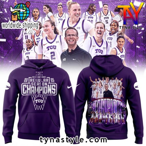 TCU Horned Frogs University Women’s Basketball 2025 Big 12 Regular Season Champions Hoodie