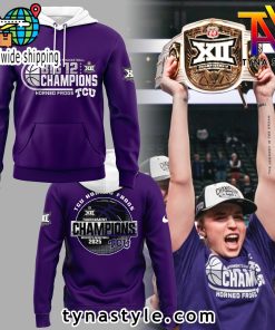 TCU Horned Frogs Womens Basketball 2025 Big 12 Tournament Champions Hoodie Purple 1