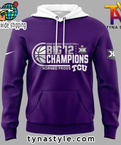 TCU Horned Frogs Women’s Basketball 2025 Big 12 Tournament Champions Hoodie Purple